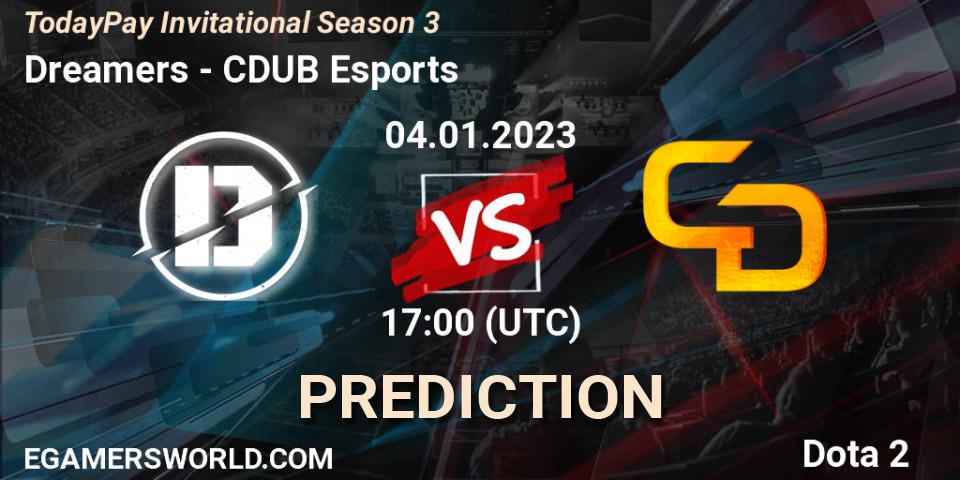 Dreamers vs CDUB Esports: Match Prediction. 04.01.2023 at 16:54, Dota 2, TodayPay Invitational Season 3