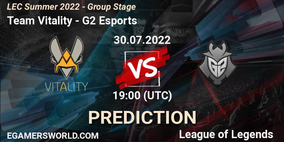 Team Vitality vs G2 Esports: Match Prediction. 30.07.2022 at 19:00, LoL, LEC Summer 2022 - Group Stage