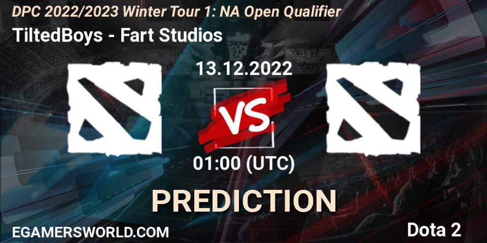 TiltedBoys vs Fart Studios: Match Prediction. 13.12.2022 at 01:05, Dota 2, DPC 2022/2023 Winter Tour 1: NA Open Qualifier 1