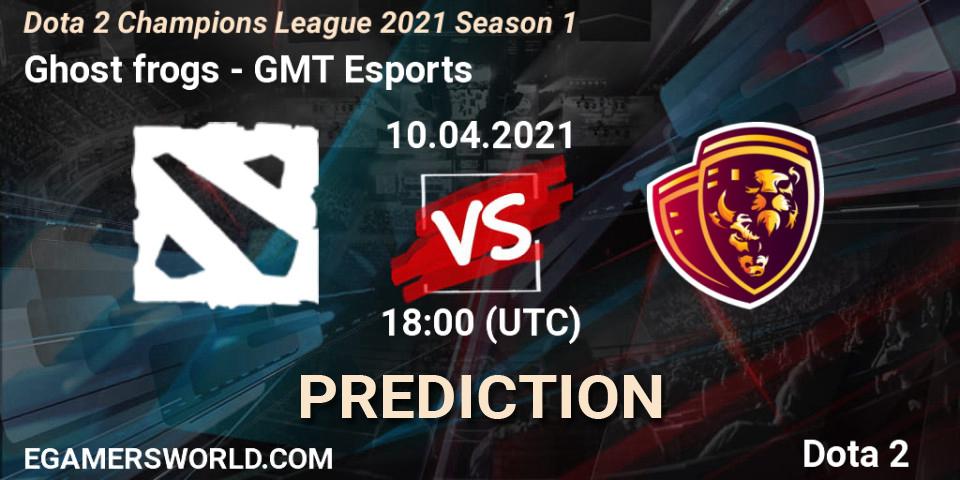 Ghost frogs vs GMT Esports: Match Prediction. 10.04.2021 at 18:18, Dota 2, Dota 2 Champions League 2021 Season 1