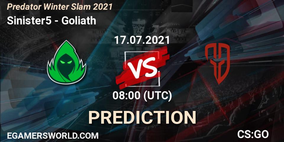 Sinister5 vs Goliath: Match Prediction. 17.07.21, CS2 (CS:GO), Predator Winter Slam 2021