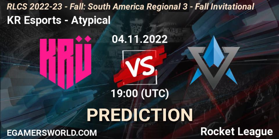 KRÜ Esports vs Atypical: Match Prediction. 04.11.2022 at 19:00, Rocket League, RLCS 2022-23 - Fall: South America Regional 3 - Fall Invitational