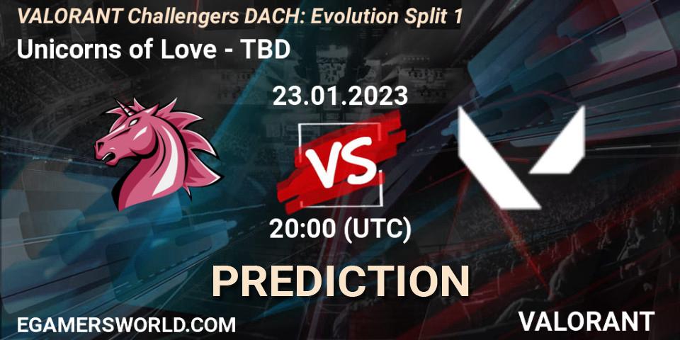 Unicorns of Love vs TBD: Match Prediction. 23.01.23, VALORANT, VALORANT Challengers 2023 DACH: Evolution Split 1