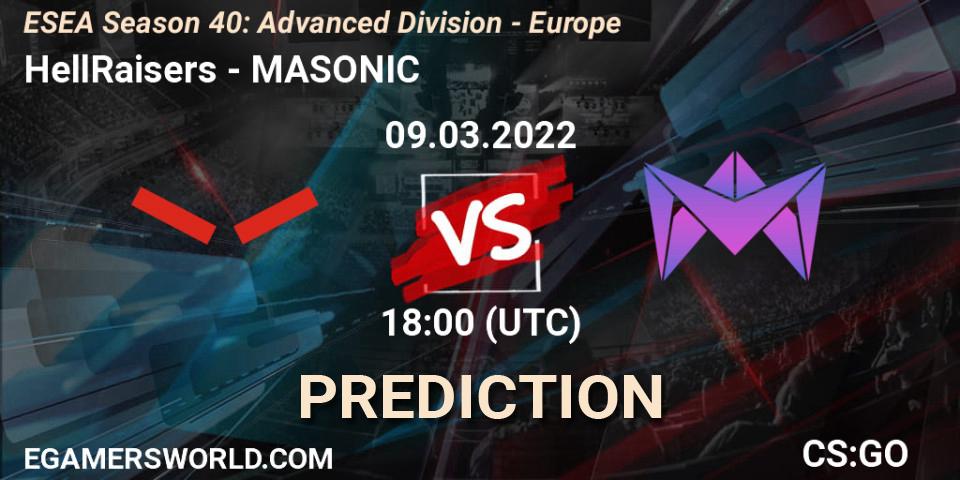 HellRaisers vs MASONIC: Match Prediction. 09.03.22, CS2 (CS:GO), ESEA Season 40: Advanced Division - Europe
