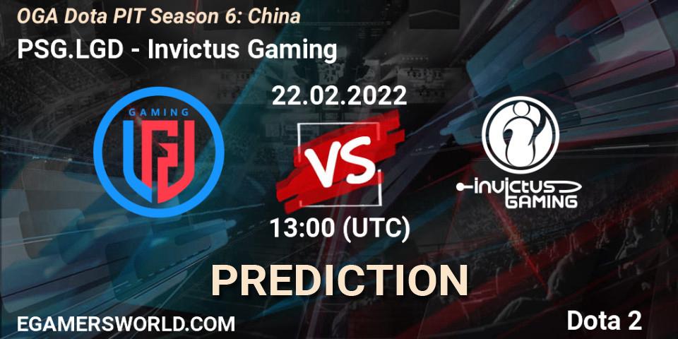 PSG.LGD vs Invictus Gaming: Match Prediction. 22.02.2022 at 12:25, Dota 2, OGA Dota PIT Season 6: China
