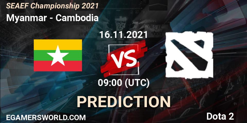 Team Myanmar vs Team Cambodia: Match Prediction. 16.11.2021 at 09:21, Dota 2, SEAEF Dota2 Championship 2021