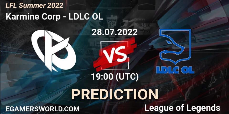 Karmine Corp vs LDLC OL: Match Prediction. 28.07.2022 at 19:00, LoL, LFL Summer 2022