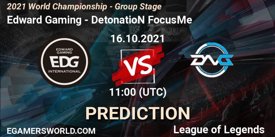 Edward Gaming vs DetonatioN FocusMe: Match Prediction. 16.10.2021 at 11:00, LoL, 2021 World Championship - Group Stage