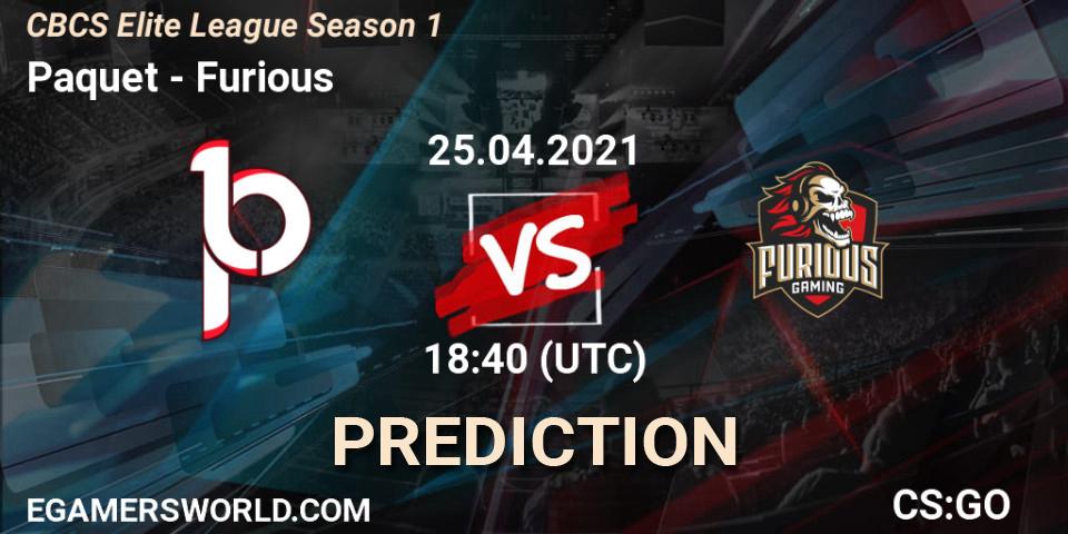 Paquetá vs Furious: Match Prediction. 25.04.2021 at 18:40, Counter-Strike (CS2), CBCS Elite League Season 1