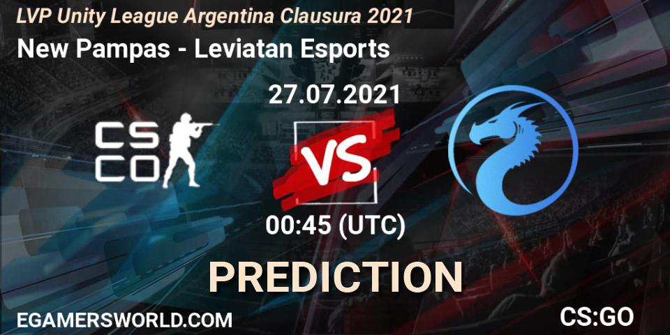 New Pampas vs Leviatan Esports: Match Prediction. 27.07.2021 at 00:45, Counter-Strike (CS2), LVP Unity League Argentina Clausura 2021