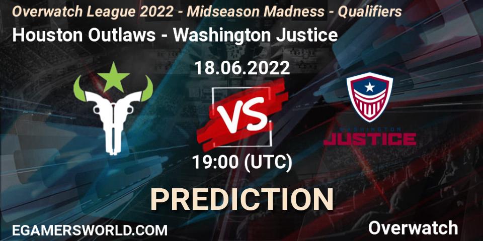 Houston Outlaws vs Washington Justice: Match Prediction. 18.06.2022 at 19:00, Overwatch, Overwatch League 2022 - Midseason Madness - Qualifiers