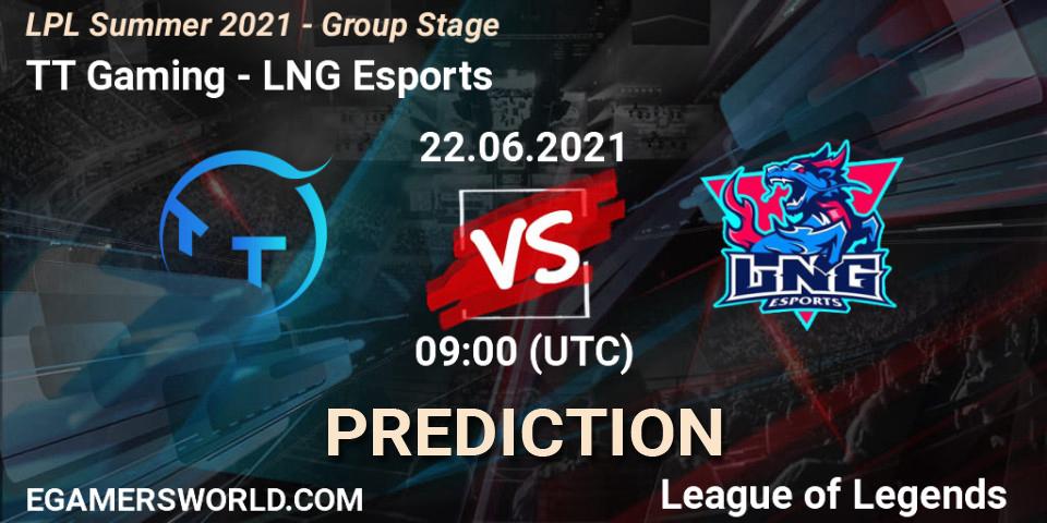 TT Gaming vs LNG Esports: Match Prediction. 22.06.2021 at 09:00, LoL, LPL Summer 2021 - Group Stage