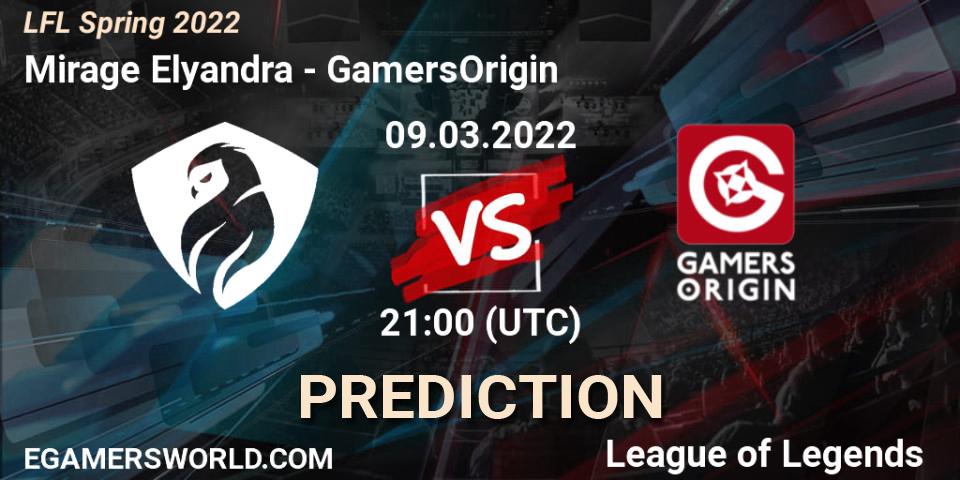 Mirage Elyandra vs GamersOrigin: Match Prediction. 09.03.2022 at 21:00, LoL, LFL Spring 2022