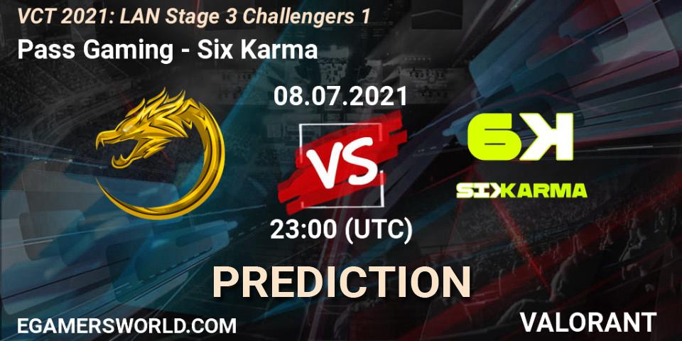 Pass Gaming vs Six Karma: Match Prediction. 08.07.2021 at 23:00, VALORANT, VCT 2021: LAN Stage 3 Challengers 1