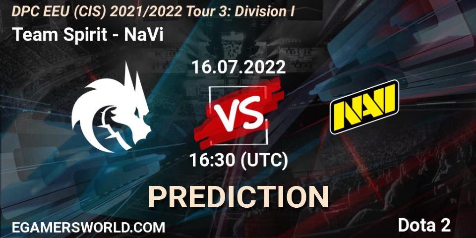 Team Spirit vs NaVi: Match Prediction. 16.07.2022 at 16:49, Dota 2, DPC EEU (CIS) 2021/2022 Tour 3: Division I