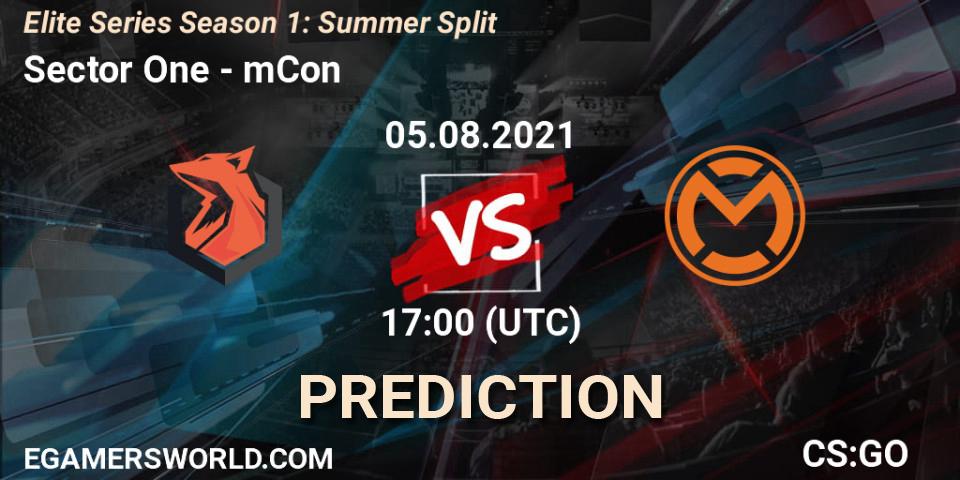 Sector One vs mCon: Match Prediction. 05.08.2021 at 17:00, Counter-Strike (CS2), Elite Series Season 1: Summer Split
