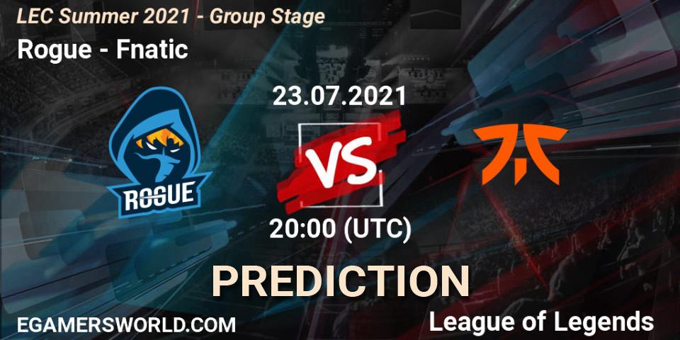 Rogue vs Fnatic: Match Prediction. 23.07.21, LoL, LEC Summer 2021 - Group Stage