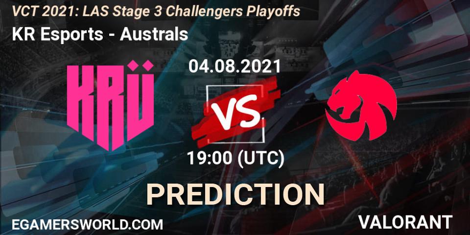 KRÜ Esports vs Australs: Match Prediction. 04.08.2021 at 21:00, VALORANT, VCT 2021: LAS Stage 3 Challengers Playoffs