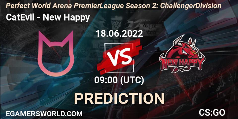 CatEvil vs New Happy: Match Prediction. 18.06.2022 at 09:00, Counter-Strike (CS2), Perfect World Arena Premier League Season 2: Challenger Division