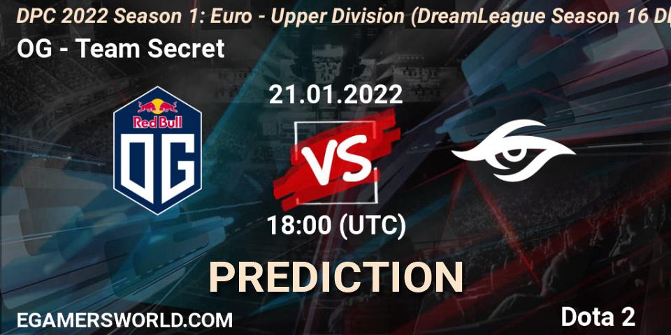OG vs Team Secret: Match Prediction. 21.01.22, Dota 2, DPC 2022 Season 1: Euro - Upper Division (DreamLeague Season 16 DPC WEU)