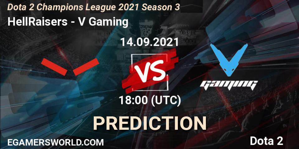 HellRaisers vs V Gaming: Match Prediction. 14.09.2021 at 18:44, Dota 2, Dota 2 Champions League 2021 Season 3