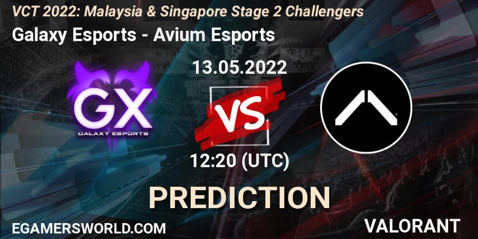 Galaxy Esports vs Avium Esports: Match Prediction. 13.05.2022 at 12:20, VALORANT, VCT 2022: Malaysia & Singapore Stage 2 Challengers