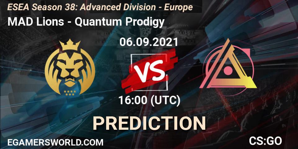 MAD Lions vs Quantum Prodigy: Match Prediction. 06.09.2021 at 16:00, Counter-Strike (CS2), ESEA Season 38: Advanced Division - Europe