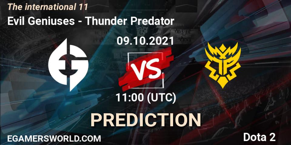 Evil Geniuses vs Thunder Predator: Match Prediction. 09.10.2021 at 11:15, Dota 2, The Internationa 2021
