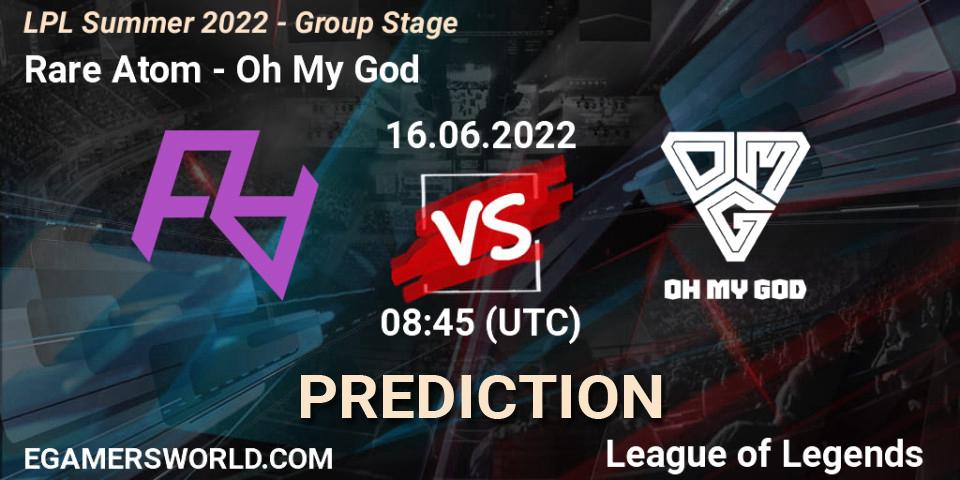 Rare Atom vs Oh My God: Match Prediction. 16.06.2022 at 09:00, LoL, LPL Summer 2022 - Group Stage