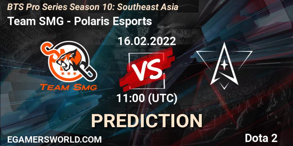 Team SMG vs Polaris Esports: Match Prediction. 16.02.2022 at 11:06, Dota 2, BTS Pro Series Season 10: Southeast Asia