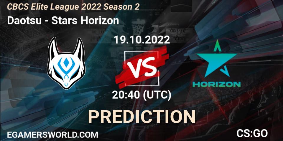 Daotsu vs Stars Horizon: Match Prediction. 19.10.2022 at 20:40, Counter-Strike (CS2), CBCS Elite League 2022 Season 2