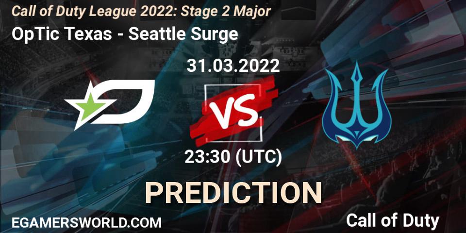 OpTic Texas vs Seattle Surge: Match Prediction. 31.03.22, Call of Duty, Call of Duty League 2022: Stage 2 Major