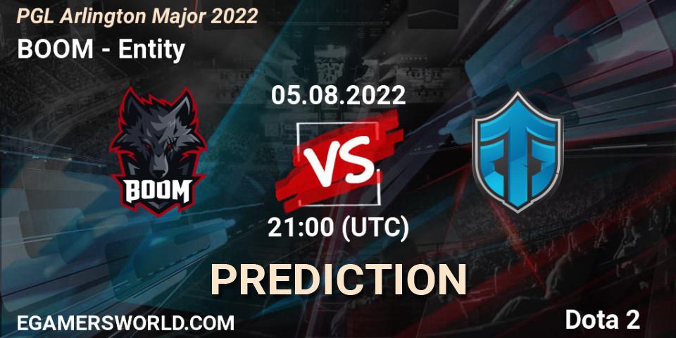 BOOM vs Entity: Match Prediction. 05.08.2022 at 22:37, Dota 2, PGL Arlington Major 2022 - Group Stage