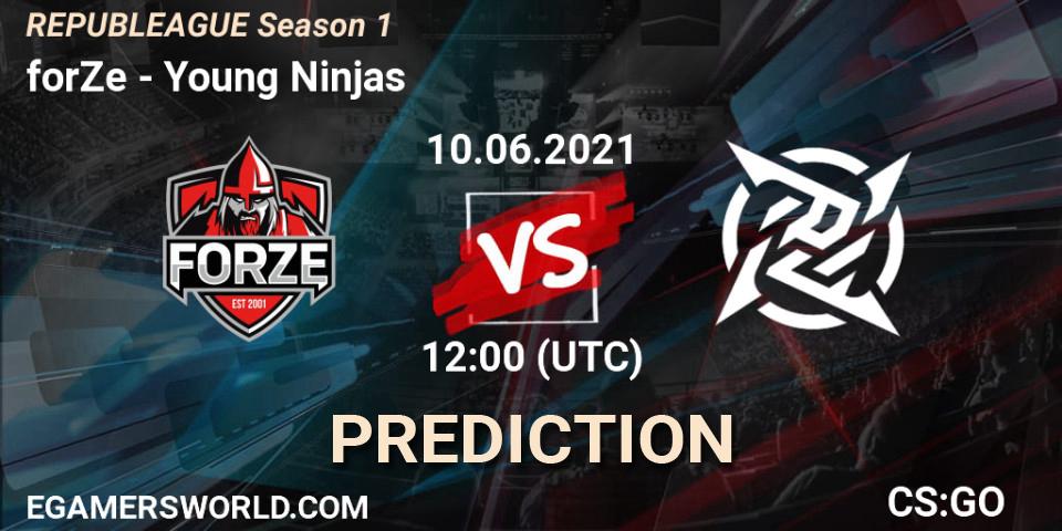 forZe vs Young Ninjas: Match Prediction. 10.06.2021 at 12:00, Counter-Strike (CS2), REPUBLEAGUE Season 1
