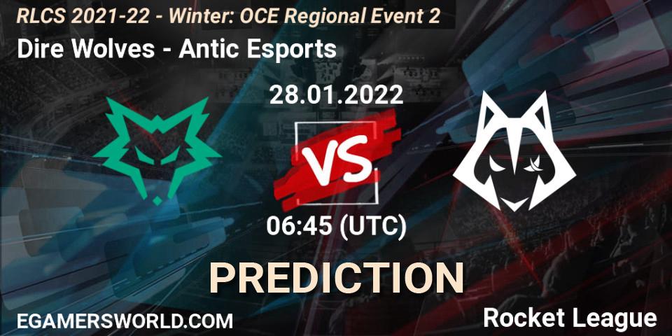 Dire Wolves vs Antic Esports: Match Prediction. 28.01.2022 at 06:45, Rocket League, RLCS 2021-22 - Winter: OCE Regional Event 2