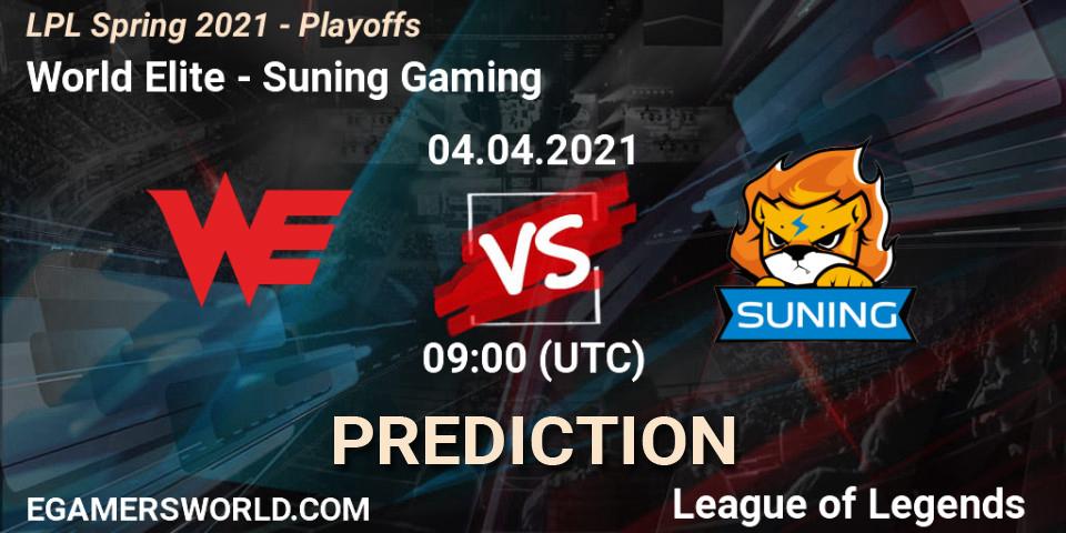 World Elite vs Suning Gaming: Match Prediction. 04.04.2021 at 09:00, LoL, LPL Spring 2021 - Playoffs