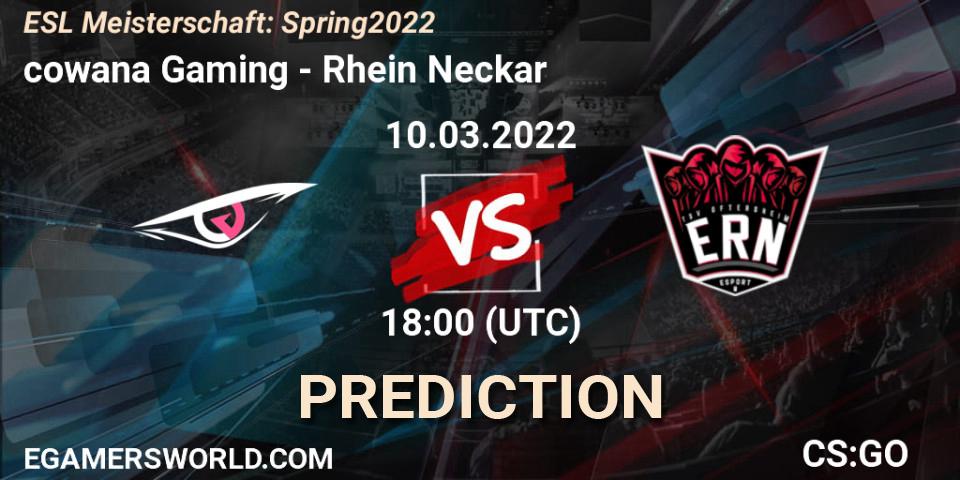 cowana Gaming vs Rhein Neckar: Match Prediction. 10.03.2022 at 18:00, Counter-Strike (CS2), ESL Meisterschaft: Spring 2022
