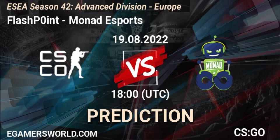 FlashP0int vs Monad Esports: Match Prediction. 19.08.2022 at 18:00, Counter-Strike (CS2), ESEA Season 42: Advanced Division - Europe