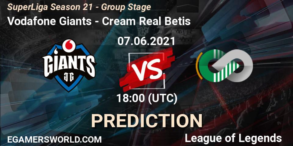 Vodafone Giants vs Cream Real Betis: Match Prediction. 07.06.2021 at 19:00, LoL, SuperLiga Season 21 - Group Stage 