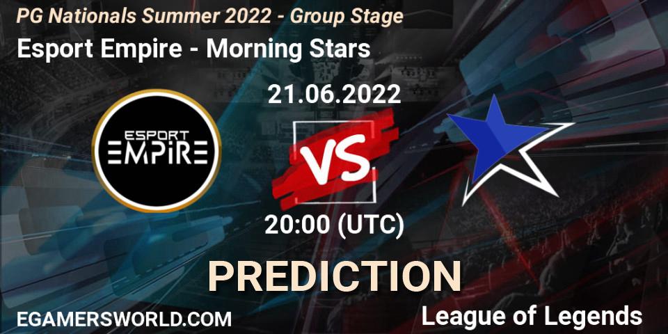 Esport Empire vs Morning Stars: Match Prediction. 21.06.2022 at 20:00, LoL, PG Nationals Summer 2022 - Group Stage