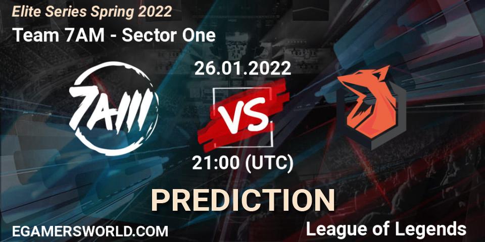 Team 7AM vs Sector One: Match Prediction. 26.01.2022 at 21:00, LoL, Elite Series Spring 2022
