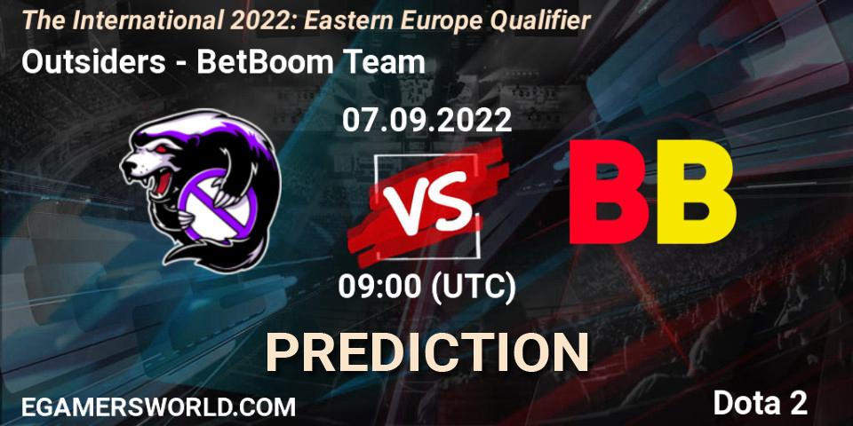 Outsiders vs BetBoom Team: Match Prediction. 07.09.2022 at 08:27, Dota 2, The International 2022: Eastern Europe Qualifier