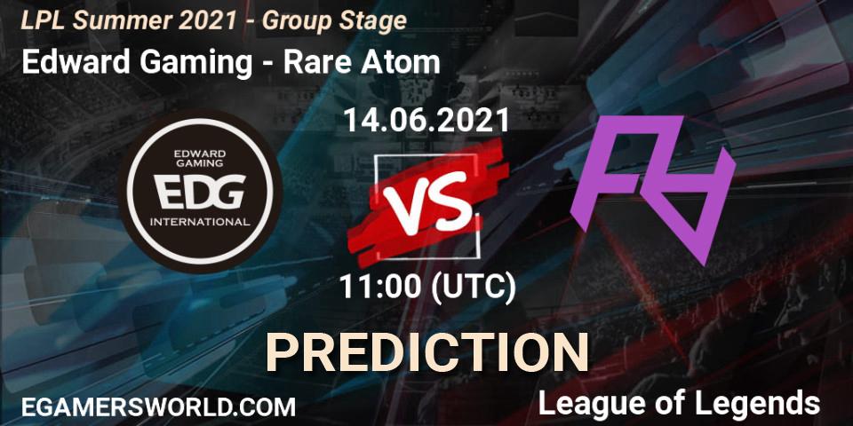 Edward Gaming vs Rare Atom: Match Prediction. 14.06.2021 at 11:50, LoL, LPL Summer 2021 - Group Stage