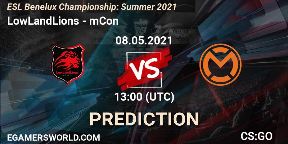 LowLandLions vs mCon: Match Prediction. 08.05.2021 at 13:05, Counter-Strike (CS2), ESL Benelux Championship: Summer 2021