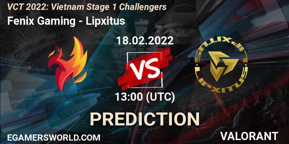 Fenix Gaming vs Lipxitus: Match Prediction. 18.02.2022 at 13:00, VALORANT, VCT 2022: Vietnam Stage 1 Challengers