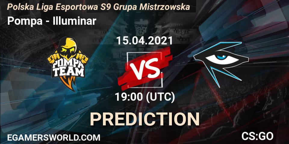 Pompa vs Illuminar: Match Prediction. 15.04.2021 at 19:00, Counter-Strike (CS2), Polska Liga Esportowa S9 Grupa Mistrzowska