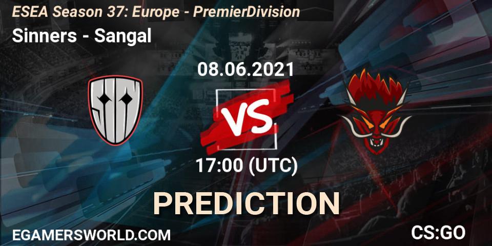 Sinners vs Sangal: Match Prediction. 08.06.2021 at 17:00, Counter-Strike (CS2), ESEA Season 37: Europe - Premier Division