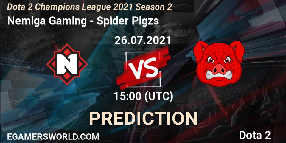 Nemiga Gaming vs Spider Pigzs: Match Prediction. 26.07.2021 at 14:59, Dota 2, Dota 2 Champions League 2021 Season 2