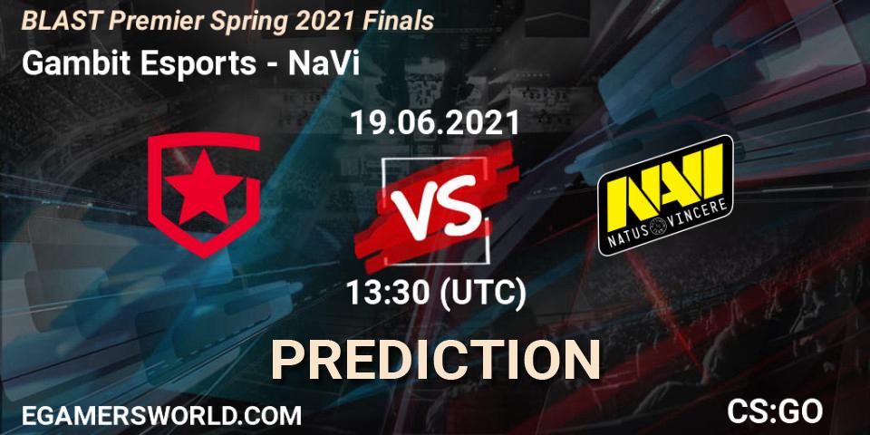 Gambit Esports vs NaVi: Match Prediction. 19.06.2021 at 13:30, Counter-Strike (CS2), BLAST Premier Spring 2021 Finals