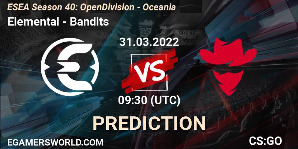 Elemental vs Bandits: Match Prediction. 31.03.2022 at 09:00, Counter-Strike (CS2), ESEA Season 40: Open Division - Oceania